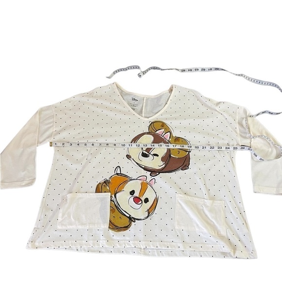 Disney Store Tsum Tsum Chip & Dale Womens 3/4 Sleeve Top • NWOT • Medium - Picture 3 of 5